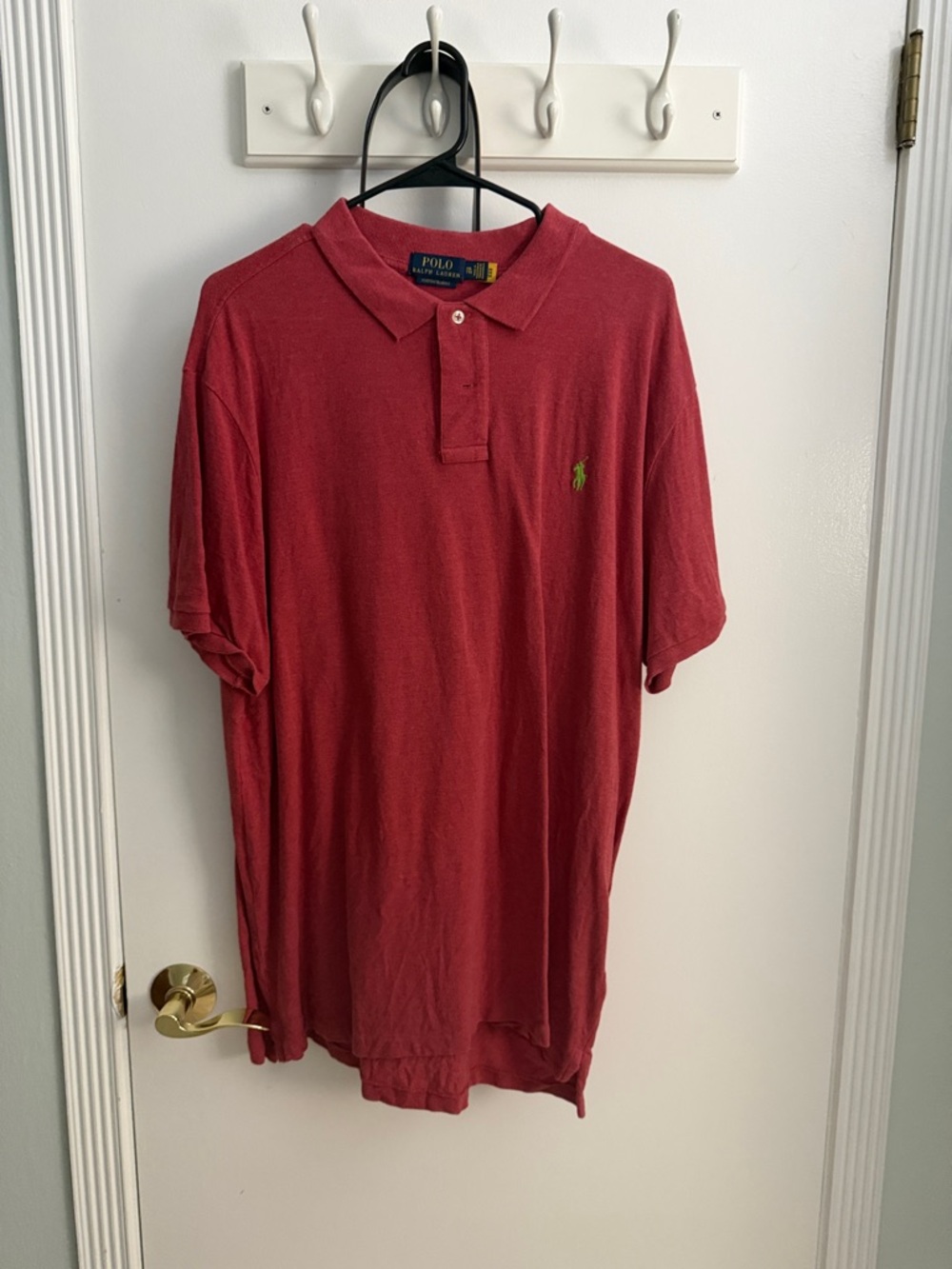 Polo by Ralph Lauren Men’s Dark Red Short-Sleeve Polo with Green Logo